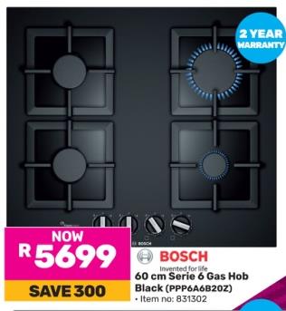 Bosch 60 cm Serie 6 Gas Hob Black