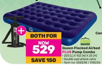 Camp Master Queen Flocked Airbed PLUS Pump Combo