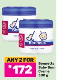 Bennetts Baby Bum Crème 350g Any 2