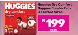 Huggies Dry Comfort Nappies Jumbo Pack Assorted Sizes 