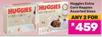 Huggies Extra Care Nappies Assorted Sizes Any 2