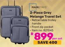 Mainstays 2-Piece Grey Melange Travel Set