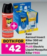 Raid Aerosol Insect Killer 300ml Assorted Plus Electric Liquid Mosquito Killer Free