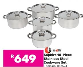 Tissoli Saphire 10-Piece Stainless Steel Cookware Set