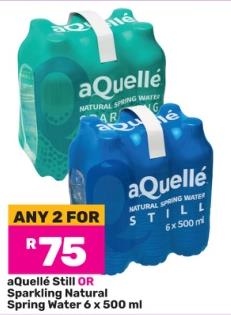 aQuellé Still OR Sparkling Natural Spring Water 6 x 500 ml Any 2