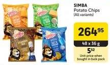 SIMBA Potato Chips (All variants) 48x36 gm 