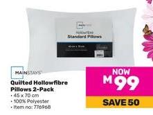 Mainstays Quilted Hollowfibre Pillows 2-Pack