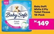 Baby Soft White 2 Ply Toilet Tissue