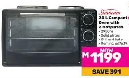 Sunbeam 20 L Compact Oven with 2 Hotplates 