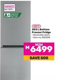 DEFY 303 L Bottom Freezer Fridge  303L