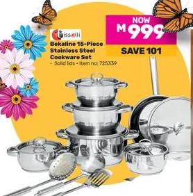 Tissolli Bekaline 15-Piece Stainless Steel Cookware Set 