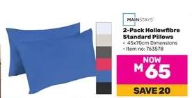 Mainstays 2-Pack Hollowfibre Standard Pillows 