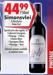 Simonsvlei Lifestyle Merlot 750 ml