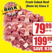 Fresh Cubed Beef (Bone In) Class C