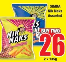 SIMBA Nik Naks Assorted 2x135 Gm