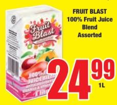 FRUIT BLAST 100% Fruit Juice Blend Assorted 1 Ltr