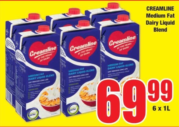 CREAMLINE Medium Fat Dairy Liquid Blend 6X1LTR