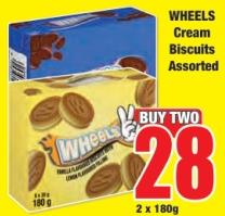 WHEELS Cream Biscuits Assorted  2X180GM