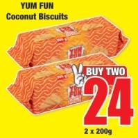 YUM FUN Coconut Biscuits 2X200GM