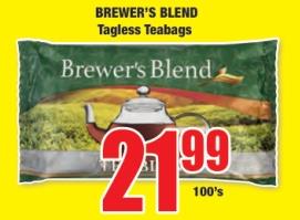 Brewer's Blend Tagless Teabags 100'S