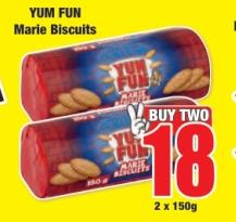 YUM FUN Marie Biscuits 2x150 Gm