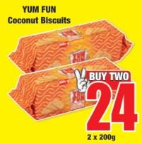 YUM FUN Coconut Biscuits 2x200 Gm