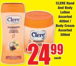 CLERE Hand And Body Lotion Assorted 300ML