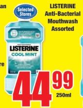 LISTERINE Anti-Bacterial Mouthwash Assorted 250 Ml