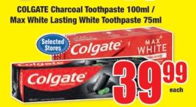 Colgate Max White toothpaste 100 Ml / Max White Lasting White Toothpaste 75 Ml