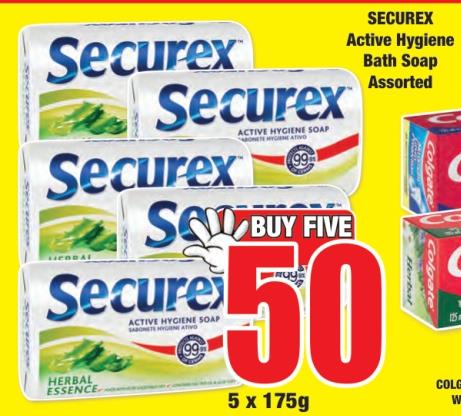 Securex Active Hygiene Soap Assorted 5x175 Gm