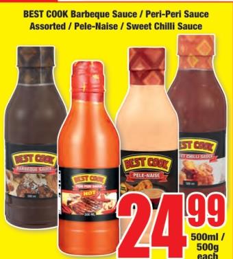 Besk cook barbeque sauce / peri-peri Assorted / Pele-Naise / Sweet Chilli Sauce 500ml / 500g