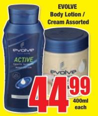 EVOLVE Body Lotion / Cream Assorted 400ml