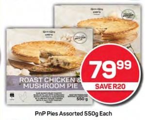 Roast Chicken & Mushroom Pie 550g Each