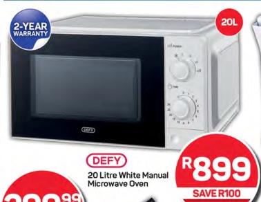 Defy 20 Litre White Manual Microwave Oven