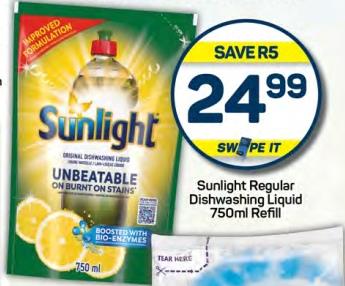 Sunlight Regular Dishwashing Liquid 750 ml EACH