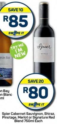 Spier Cabernet Sauvignon, Shiraz Pinotage, Merlot Or Signature Red Blend 750ml Each