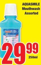 AQUASMILE Mouthwash Assorted 250ML