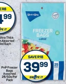 Pnp Freezer Bags Assorted 25/50's Per Pack