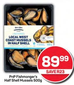 Local West Coast Mussels in Half Shell 500 gm