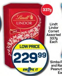 Lindt Lindor Cornet Assorted 337gm each 