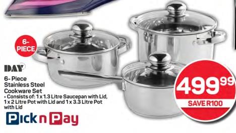 Day 6Piece Stainless Steel Cookware Set 