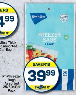 Large Freezer Bags, 25 bags per pack