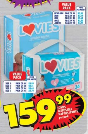 LOVIES DISPOSABLE NAPPIES/PANTS Value Pack