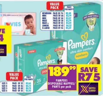 Pampers disposable nappies/pants