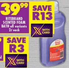 RITEBRAND SCENTED FOAM BATH 2LTR