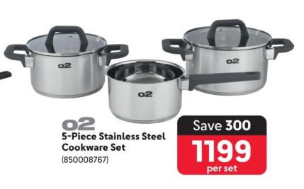 O2 5-Piece Stainless Steel Cookware Set