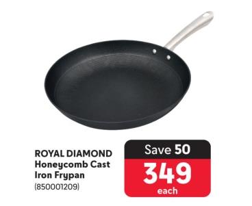  ROYAL DIAMOND Honeycomb Cast Iron Frypan