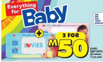 LOVIES baby wipes 72 Per Pack