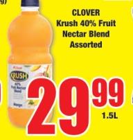 CLOVER Krush 40% Fruit Nectar Blend  Assorted 