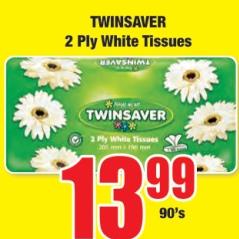 TWINSAVER 2 Ply White Tissues